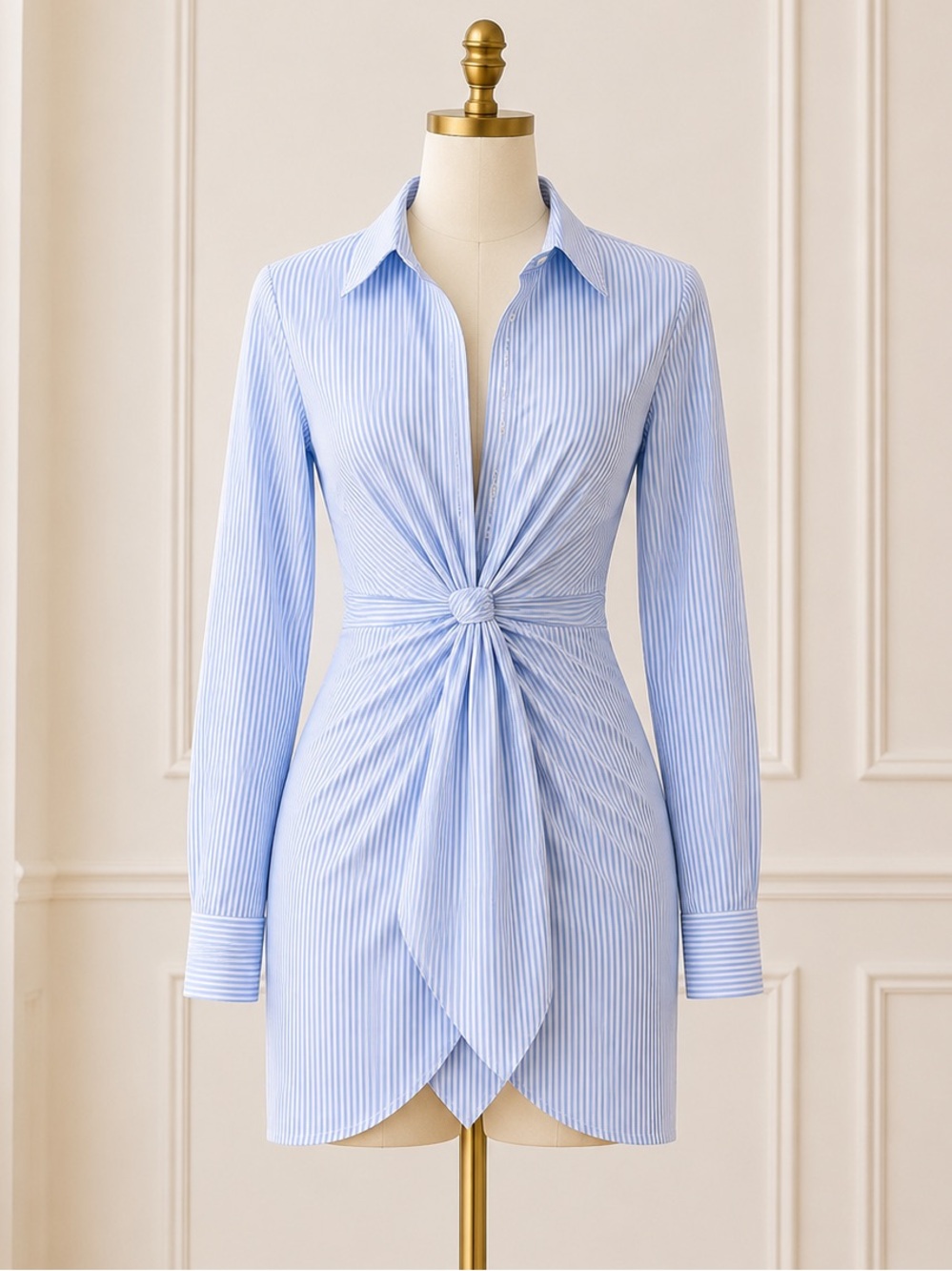 Choosy Crosby Blue White Striped Twist Mini Dress Sz 6 NWT